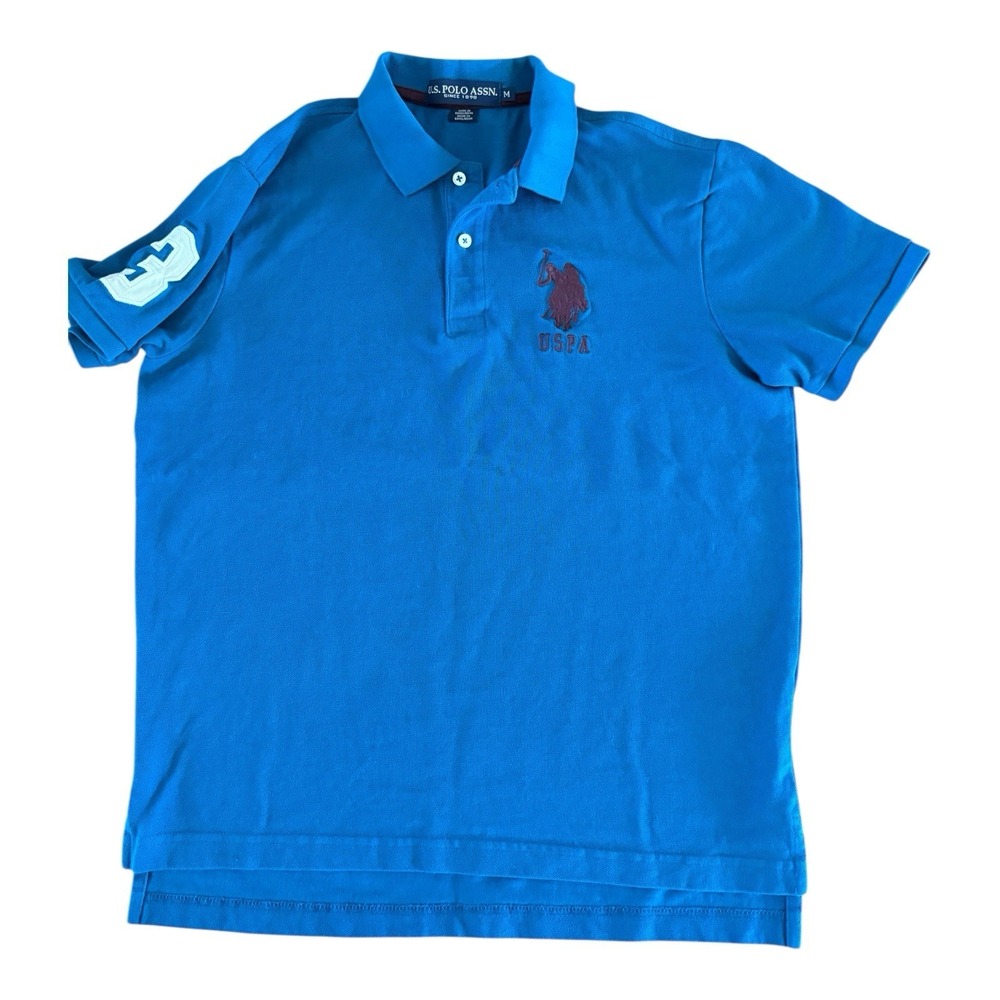 Vintage U.S. Polo ASSN. Polo Shirt Men's Medium Blue Cotton Embroidered‎ #3